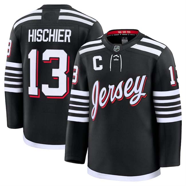 Personalized Men’s New Jersey Devils #13 Nico Hischier Black 2024-25 Alternate Stitched Hockey Jersey