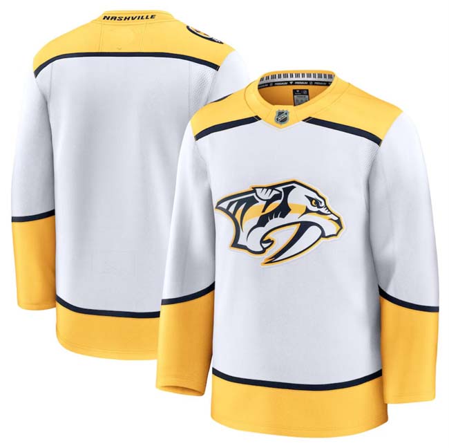 Personalized Men’s Nashville Predators Blank White 2024-25 Away Stitched Hockey Jersey