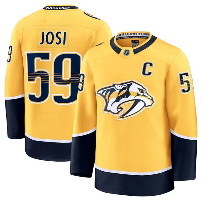 Personalized Men’s Nashville Predators #59 Roman Josi Gold 2024-25 Home Stitched Hockey Jersey