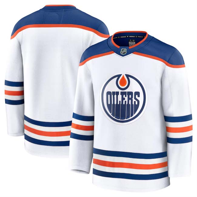 Personalized Men’s Edmonton Oilers Blank White 2024-25 Away Stitched Hockey Jersey