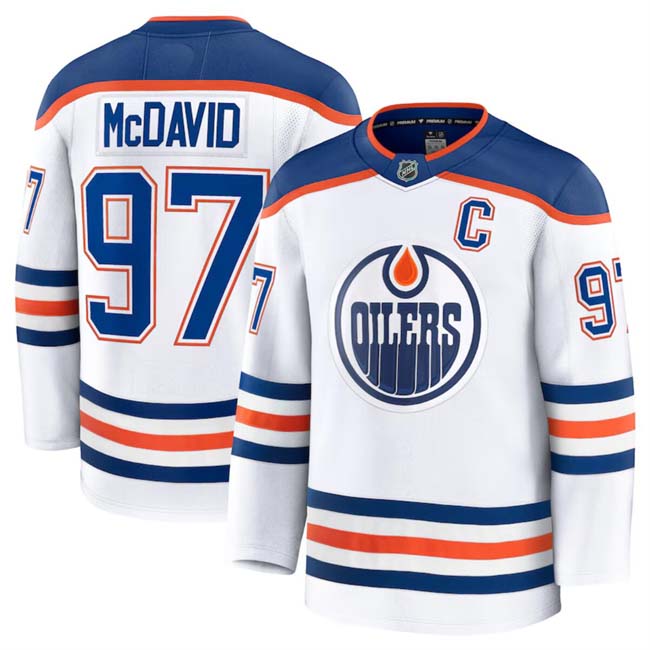 Personalized Men’s Edmonton Oilers Active Player White 2024-25 Away Stitched Hockey Jersey