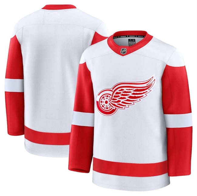 Personalized Men’s Detroit Red Wings Blank White 2024-25 Away Stitched Hockey Jersey