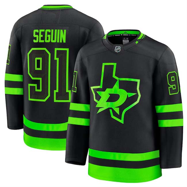 Personalized Men’s Dallas Stars #91 Tyler Seguin Black 2024-25 Alternate Stitched Hockey Jersey