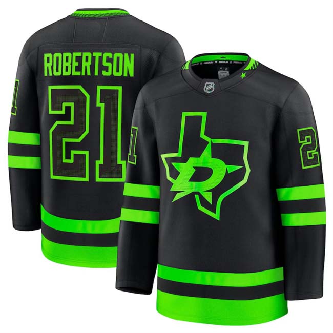 Personalized Men’s Dallas Stars #21 Jason Robertson Black 2024-25 Alternate Stitched Hockey Jersey
