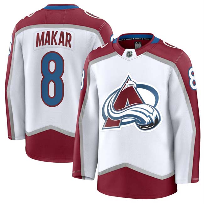 Personalized Men’s Colorado Avalanche #8 Cale Makar White 2024-25 Away Stitched Jersey