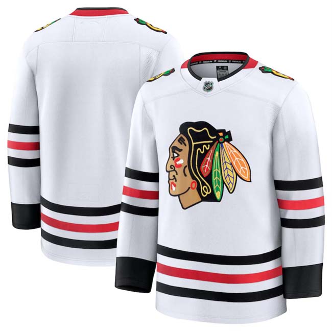 Personalized Men’s Chicago Blackhawks Blank White 2024-25 Away Stitched Hockey Jersey