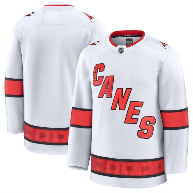 Personalized Men’s Carolina Hurricanes Blank White 2024-25 Away Stitched Hockey Jersey