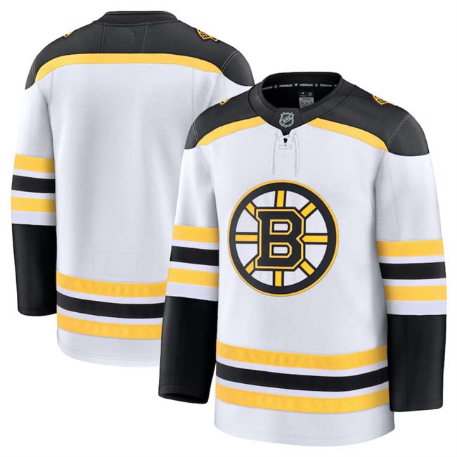 Personalized Men’s Boston Bruins Blank White 2024-25 Away Stitched Hockey Jersey