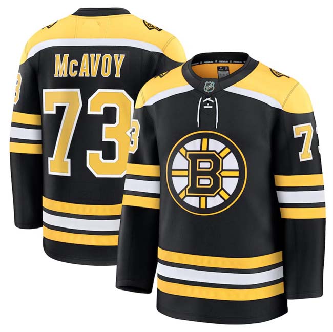 Personalized Men’s Boston Bruins #73 Charlie McAvoy Black 2024-25 Home Stitched Hockey Jersey