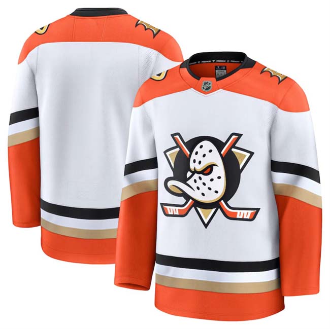 Personalized Men’s Anaheim Ducks Blank White 2024-25 Away Stitched Hockey Jersey