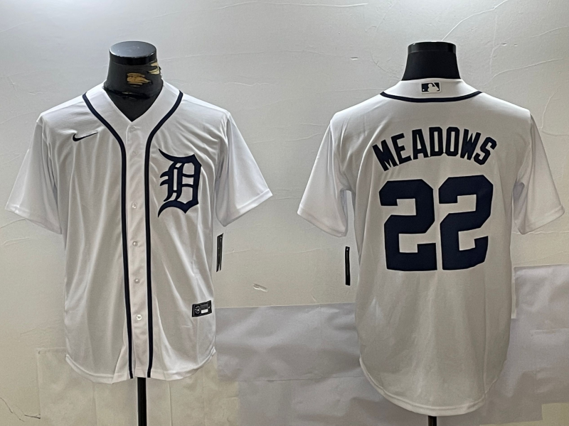 Personalized Men’s Detroit Tigers #22 Parker Meadows White Cool Base Stitched Baseball Jersey
