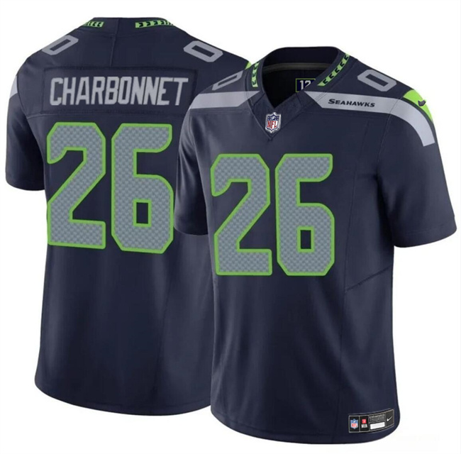 Personalized Men’s Seattle Seahawks #26 Zach Charbonnet Navy 2024 F.U.S.E Limited Stitched Football Jersey