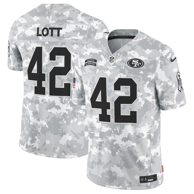 Personalized Men’s San Francisco 49ers #42 Ronnie Lott 2024 F.U.S.E Arctic Camo Salute To Service Limited Stitched Football Jersey