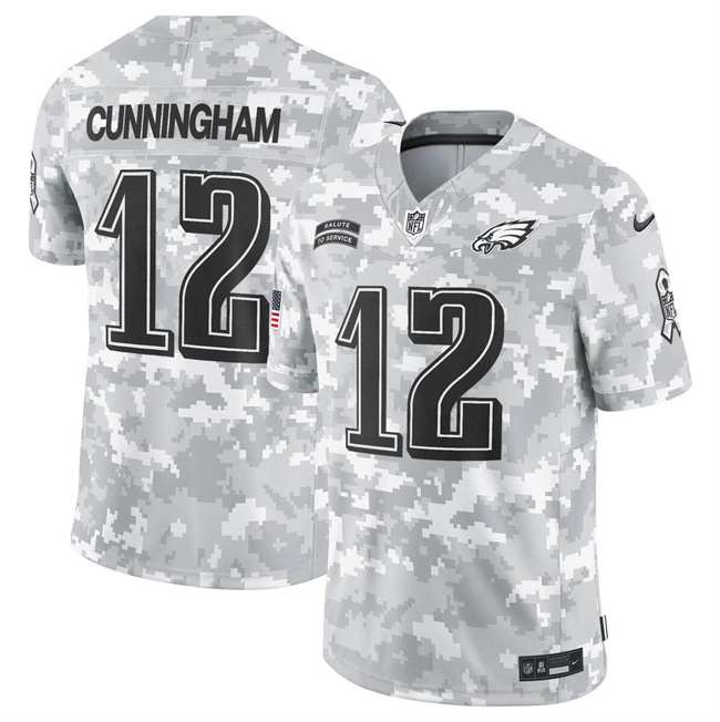 Personalized Men’s Philadelphia Eagles #12 Randall Cunningham 2024 F.U.S.E Arctic Camo Salute To Service Limited Stitched Football Jersey