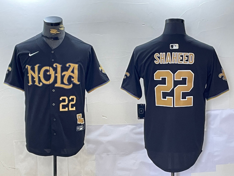 Personalized Men’s New Orleans Saints #22 Rashid Shaheed Black Cool Base Stitched Baseball Jersey
