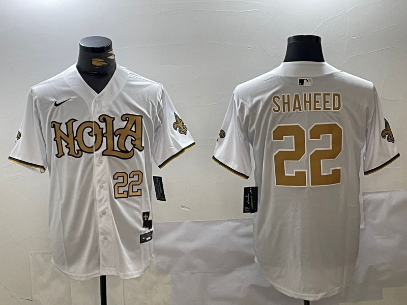 Personalized Men’s New Orleans Saints #22 Rashid Shaheed White Cool Base Stitched Baseball Jersey