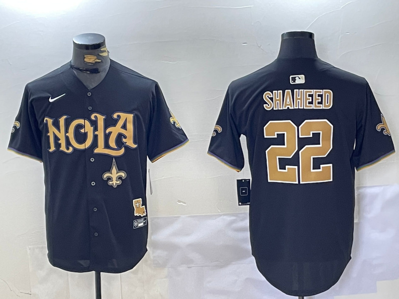 Personalized Men’s New Orleans Saints #22 Rashid Shaheed Black Cool Base Stitched Baseball Jerseys