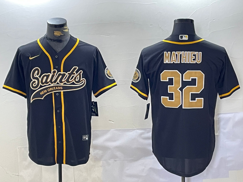 Personalized Men’s New Orleans Saints #32 Tyrann Mathieu Black Cool Base Stitched Baseball Jerseys