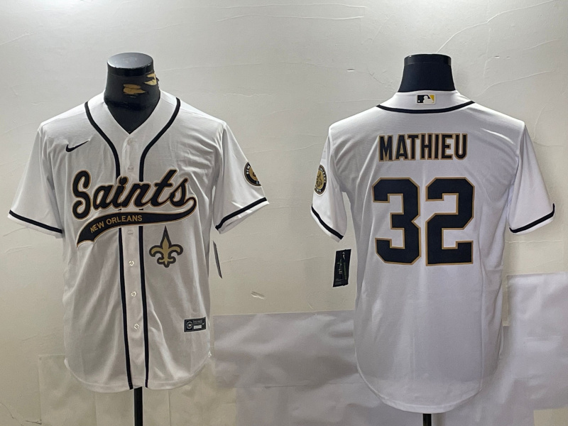 Personalized Men’s New Orleans Saints #32 Tyrann Mathieu White Cool Base Stitched Baseball Jerseys