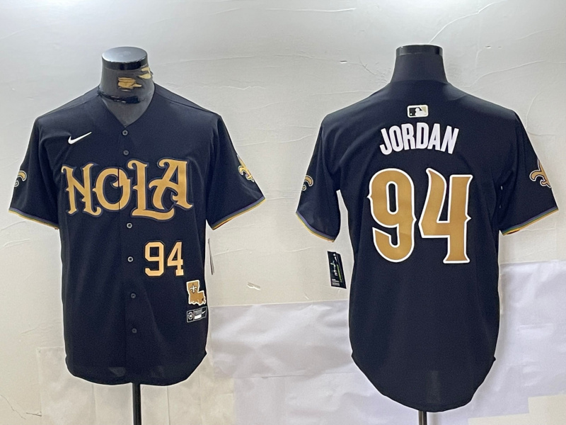 Personalized Men’s New Orleans Saints #94 Cameron Jordan Black Cool Base Stitched Baseball Jerseys