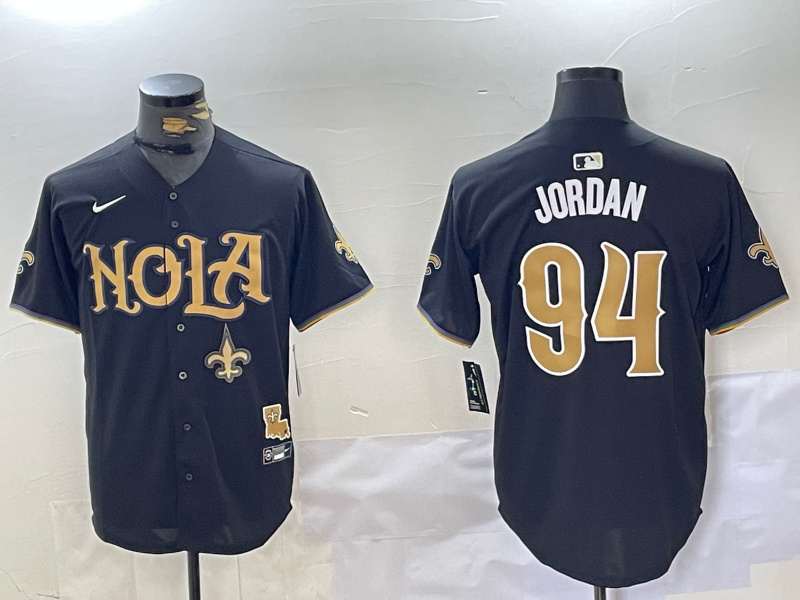 Personalized Men’s New Orleans Saints #94 Cameron Jordan Black Cool Base Stitched Baseball Jerseys