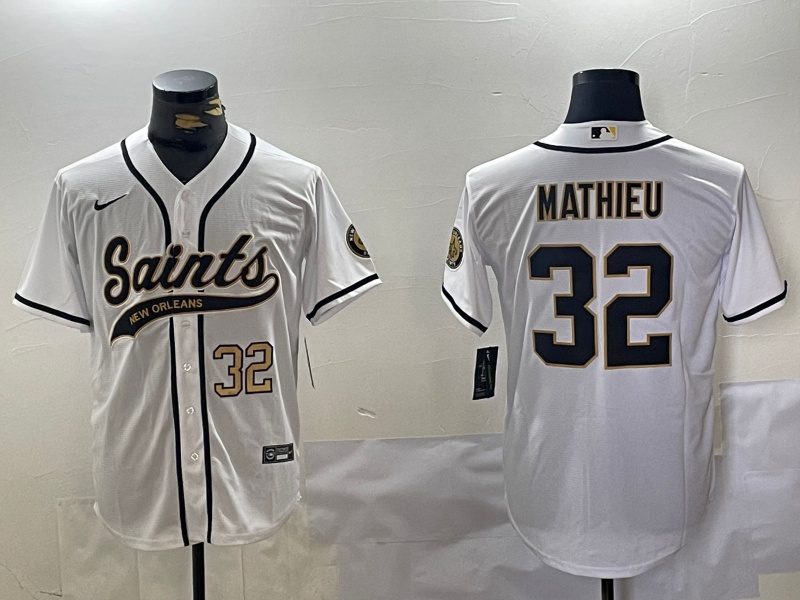 Personalized Men’s New Orleans Saints #32 Tyrann Mathieu White Cool Base Stitched Baseball Jerseys