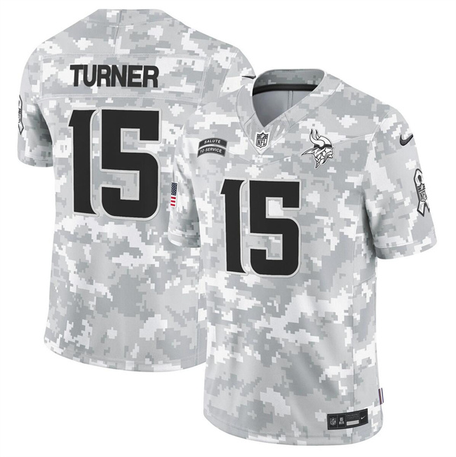 Personalized Men’s Minnesota Vikings #15 Dallas Turner 2024 F.U.S.E Arctic Camo Salute To Service Limited Stitched Football Jersey
