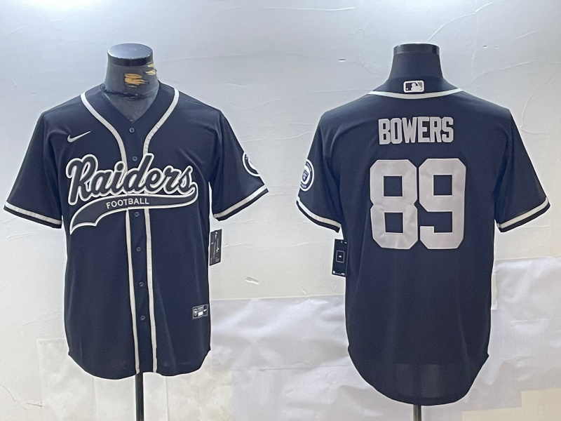 Personalized Men’s Las Vegas Raiders #89 Brock Bowers Black Cool Base Stitched Baseball Jersey