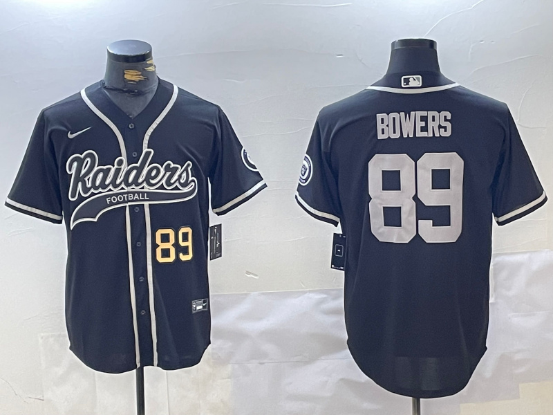 Personalized Men’s Las Vegas Raiders #89 Brock Bowers Black Cool Base Stitched Baseball Jerseys