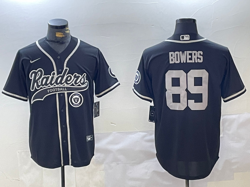 Personalized Men’s Las Vegas Raiders #89 Brock Bowers Black Cool Base Stitched Baseball Jerseys