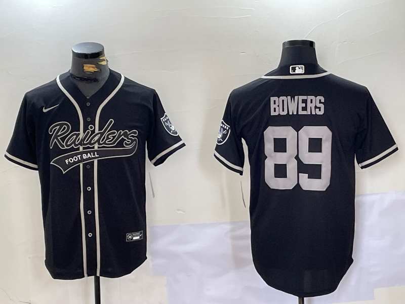Personalized Men’s Las Vegas Raiders #89 Brock Bowers Black Cool Base Stitched Baseball Jerseys