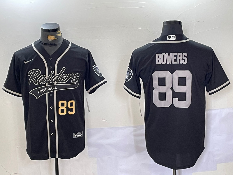 Personalized Men’s Las Vegas Raiders #89 Brock Bowers Black Cool Base Stitched Baseball Jerseys