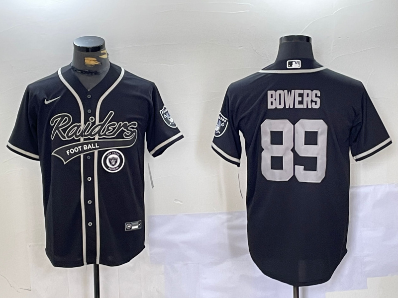 Personalized Men’s Las Vegas Raiders #89 Brock Bowers Black Cool Base Stitched Baseball Jerseys