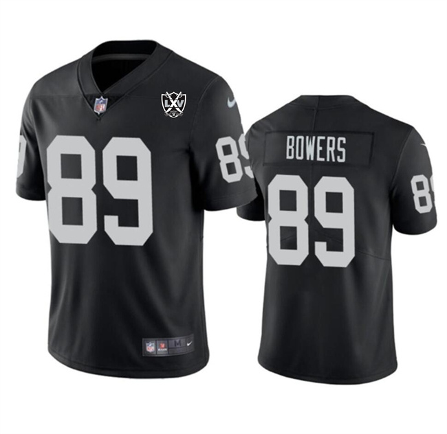 Personalized Men’s Las Vegas Raiders #89 Brock Bowers Black 2024 65th Anniversary Patch Stitched Football Jersey
