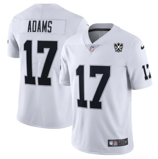 Personalized Men’s Las Vegas Raiders #17 Davante Adams White 2024 65th Anniversary Patch Stitched Football Jersey