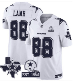 Personalized Men’s Dallas Cowboys #88 CeeDee Lamb 2024 White F.U.S.E. With Established In 1960 Patch Stitched Football Jersey