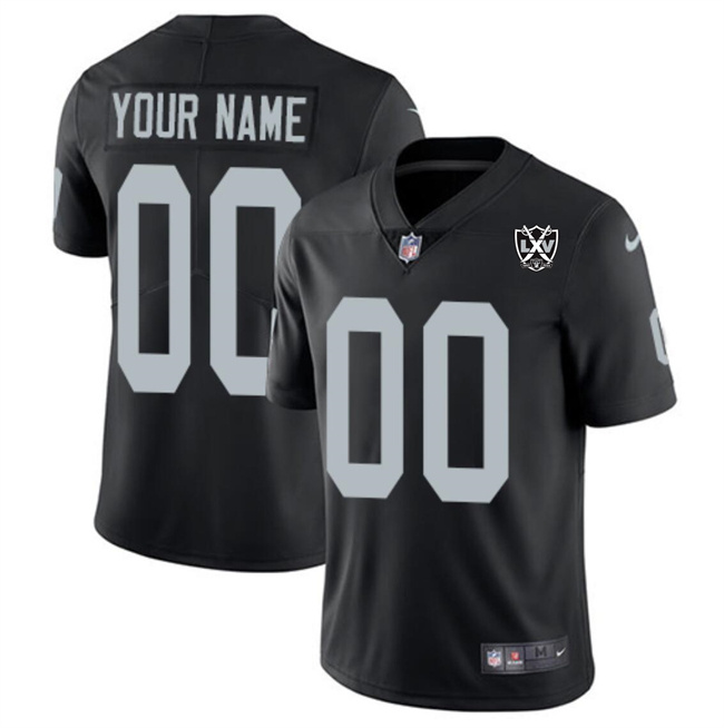 Personalized Men’s Las Vegas Raiders Active Player Black 2024 65th Anniversary Patch Stitched Football Jersey