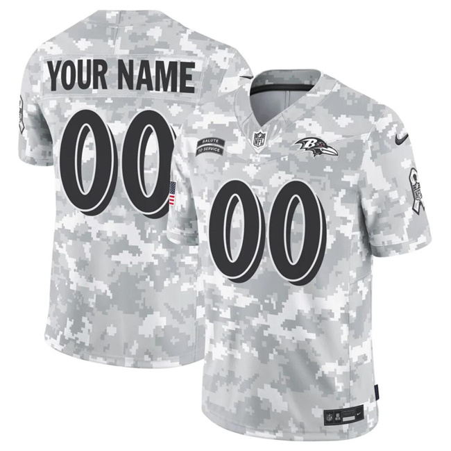 Personalized Men’s Baltimore Ravens Active Player 2024 F.U.S.E Arctic Camo Salute To Service Limited Stitched Football Jersey