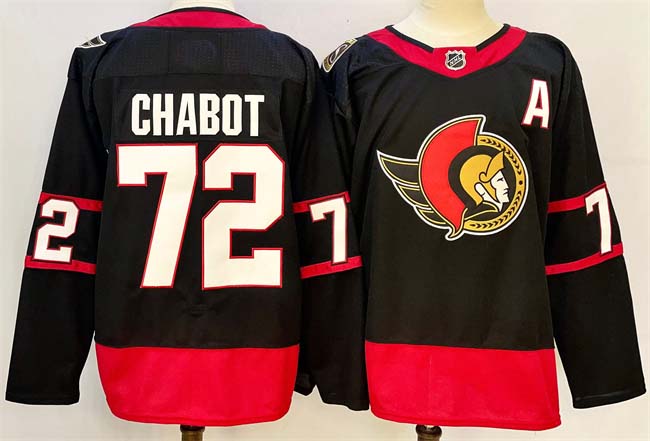 Personalized Men’s Ottawa Senators #72 Thomas Chabot Black 2024-25 With C Patch Home Stitched Jersey
