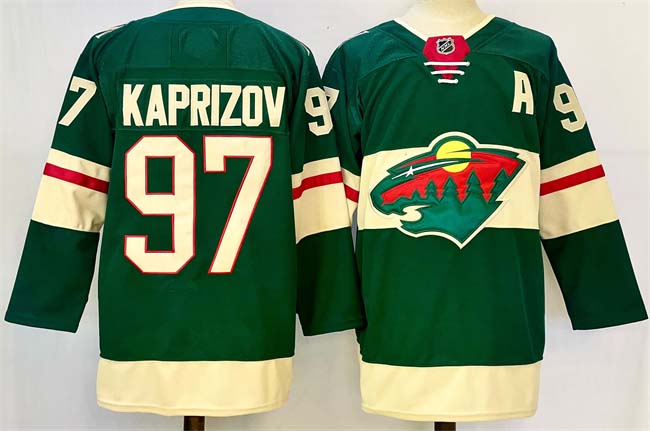 Personalized Men’s Minnesota Wild #97 Kirill Kaprizov Green 2024-25 With Patch Home Stitched Hockey Jersey