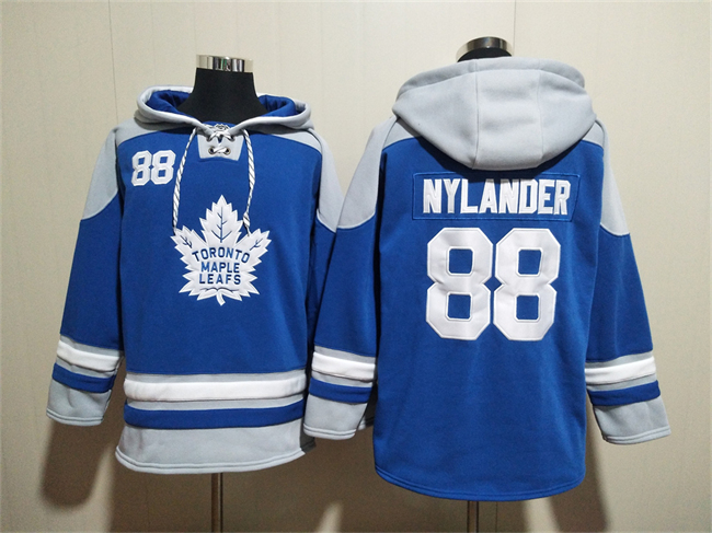 Personalized Men’s Toronto Maple Leafs #88 William Nylander Blue Ageless Must-Have Lace-Up Pullover Hoodie