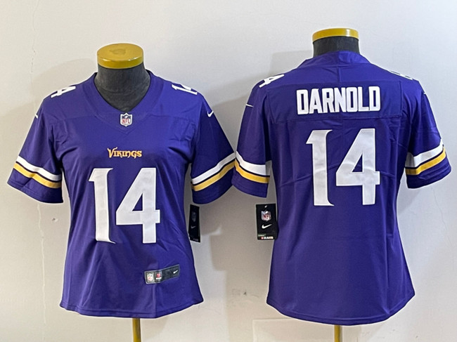 Personalized Women’s Minnesota Vikings 14 Sam Darnold Purple Untouchable Limited Stitched Jersey(Run Small)