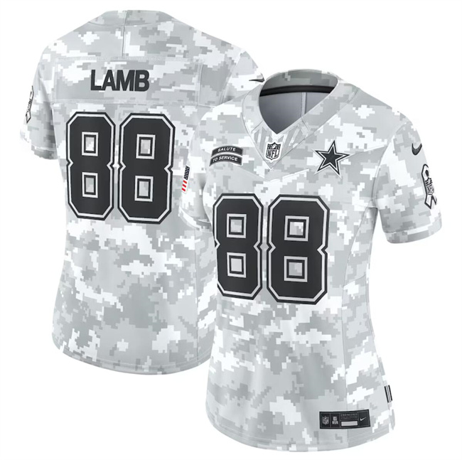 Personalized Women’s Dallas Cowboys #88 CeeDee Lamb 2024 F.U.S.E Arctic Camo Salute To Service Limited Stitched Football Jersey(Run Small)