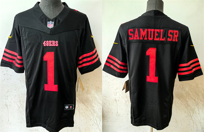 Personalized Men’s San Francisco 49ers #1 Deebo Samuel SR Black 2024 F.U.S.E Untouchable Limited Stitched Football Jersey