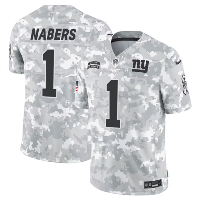 Personalized Men’s New York Giants #1 Malik Nabers 2024 F.U.S.E Arctic Camo Salute To Service Limited Stitched Football Jersey