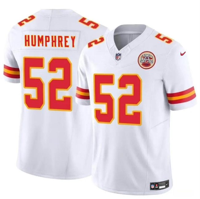 Personalized Men’s Kansas City Chiefs #52 Creed Humphrey White 2024 F.U.S.E Untouchable Limited Stitched Football Jersey