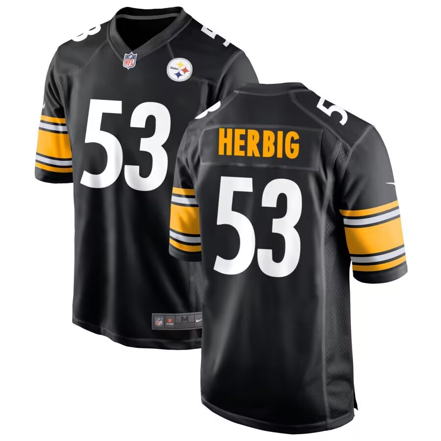 Personalized Men’s Pittsburgh Steelers #53 Nick Herbig Black Untouchable Limited Stitched Jersey
