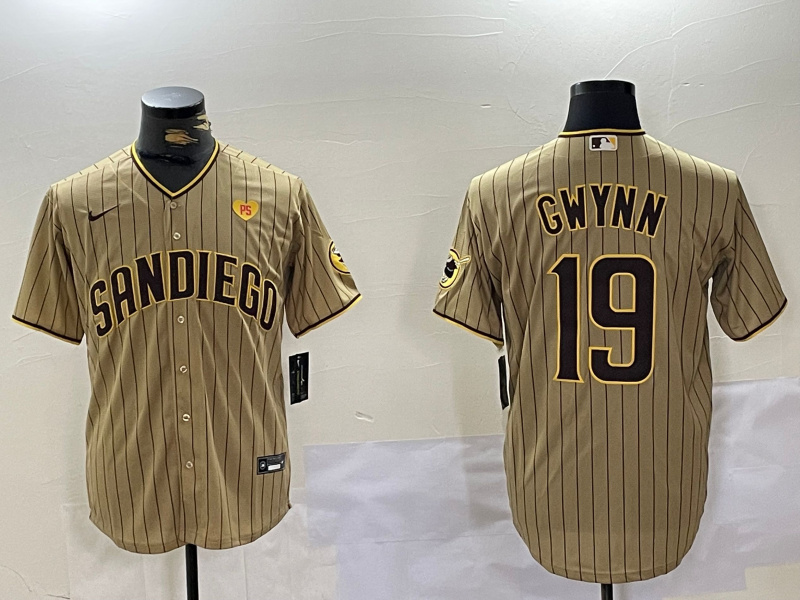 Personalized Men’s San Diego Padres #19 Tony Gwynn Tan Cool Base Stitched Baseball Jerseys