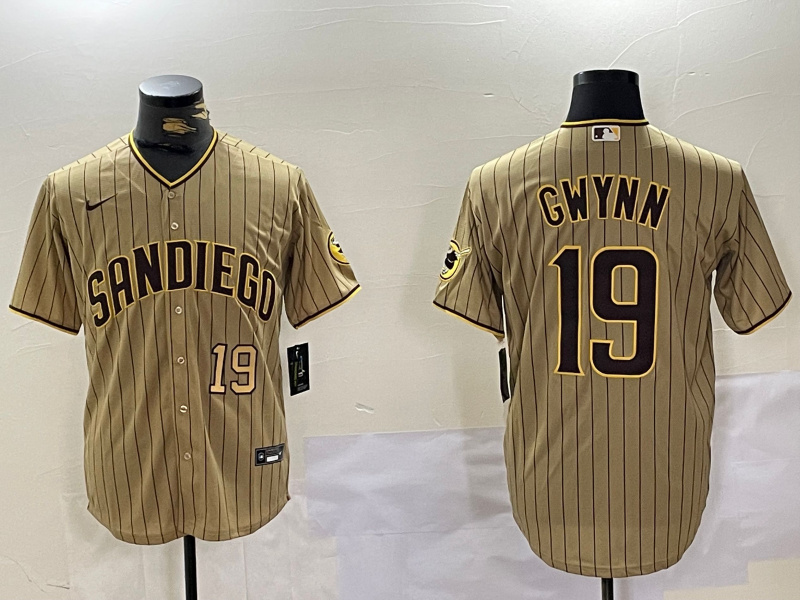 Personalized Men’s San Diego Padres #19 Tony Gwynn Tan Cool Base Stitched Baseball Jerseys