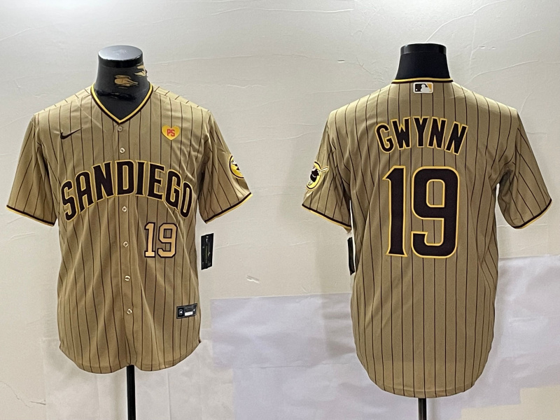 Personalized Men’s San Diego Padres #19 Tony Gwynn Tan Cool Base Stitched Baseball Jerseys